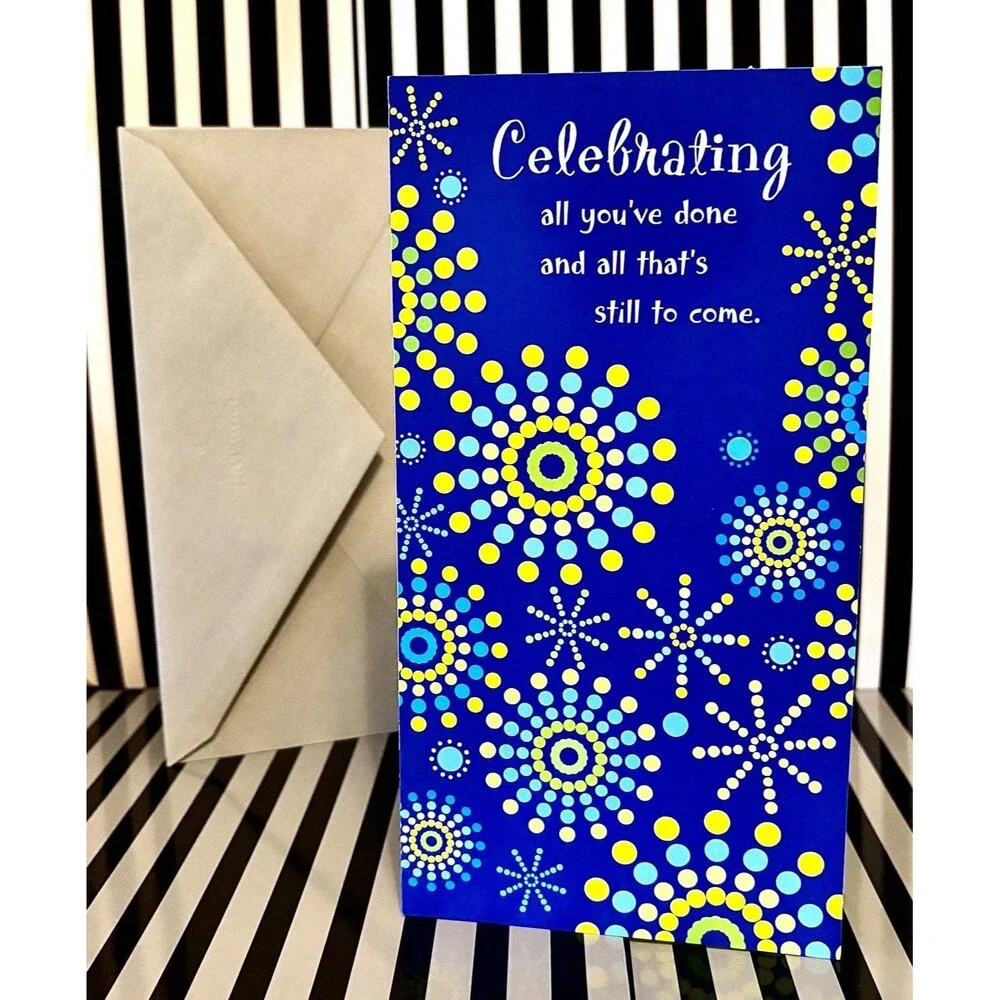 Grad Card “Celebrating All You’ve Done” Blue Starburst w/ Envelope Money Holder